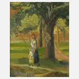 K. Gruner, Spaziergang im Park, Öl auf Leinwand