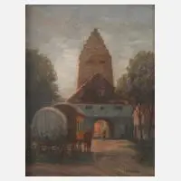 Ernst Haymann, "Stadttor in Franken", Öl auf Holz