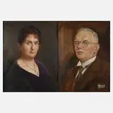 Peter Hirsch, Paar Portraits, Öl auf Leinwand und Herrenbildnis Öl auf Pappe