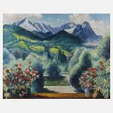 Prof. Franz Kienmayer, Blick zum Wettersteingebirge, Öl auf Leinwand