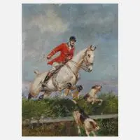 Henry Kossak, Auf der Parforcejagd, 1933, Öl auf Karton