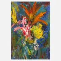 Georges Martin, Blumenstillleben, Öl auf Leinwand