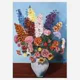 J. Müller, Expressives Blumenstillleben, Öl auf Leinwand