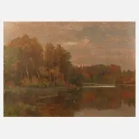 Friedrich Nath, "Pommerscher See mit Enten", Öl auf Leinwand und Keilrahmen