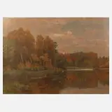 Friedrich Nath, "Pommerscher See mit Enten", Öl auf Leinwand und Keilrahmen