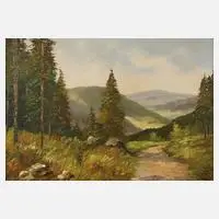Harzlandschaft mit Brocken by Heinz Petzold, Öl auf Leinwand, sold Jun 2020
