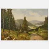 Heinz Petzold, Harzlandschaft mit Brocken, Öl auf Leinwand