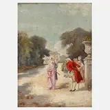 H. Pivano, Feine Gesellschaft im Park, Öl auf Holz