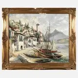 Emil Theodor Richter, Mediterrane Küstenlandschaft, Öl