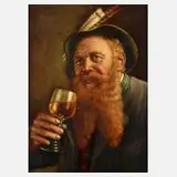 Walter Roessler, Der Weintrinker, Öl auf Holz