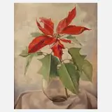 Hilde Ruess-Prinz, Poinsettie in Glasvase, Öl auf Hartfaserplatte