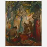 Heinrich Schmidt-Rom, "Die Ernte", Öl auf Leinwand