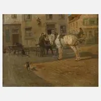 Carl Valentin, Rast vor der Schänke, Öl auf Leinwand
