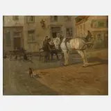 Carl Valentin, Rast vor der Schänke, Öl auf Leinwand