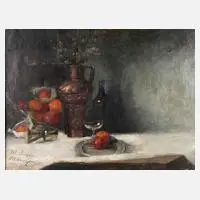 M. Brehm, Tafelstillleben mit Kupferkanne, Öl auf Leinwand