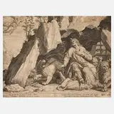 Jacob de Gheyn II, Daniel in der Löwengrube, Kupferstich