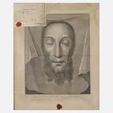 Francesco Pozzi, Schweißtuch der Veronika, Kupferstich auf Stoff