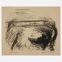 Bartold Asendorpf, "Der Angler", Kreidelithographie