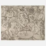 August Wilhelm Dressler, Im Café, Radierung