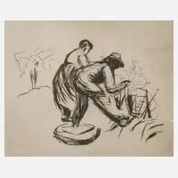 Paula Deppe, "Beerenpflücker", Radierung