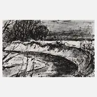 Prof. Hans Fronius, "Fluß im Winter", 1903, Lithographie auf Velin
