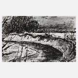 Prof. Hans Fronius, "Fluß im Winter", 1903, Lithographie auf Velin