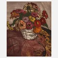 Eva Maria Marcus, Blumenstillleben, Farbholzschnitt auf Japanpapier und auf Karton kaschiert