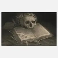 Carl Müller-Baumgarten, Memento mori, Aquatintaradierung und Strichätzung