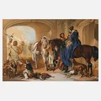 L. v. Altvatter, "Rückkehr von der Falkenjagd", 1841, Mischtechnik