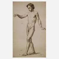 L. Schulz, Balancierender Knabe, 1865, Tusche in Sepia auf Bütten