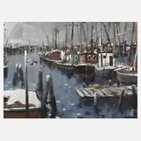 Erich Ernst Heilmann, "Schiffe auf Rømø", Gouache