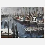 Erich Ernst Heilmann, "Schiffe auf Rømø", Gouache