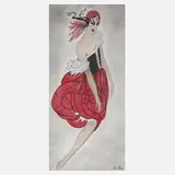 Herez, Art déco-Dame, Mischtechnik auf Papier