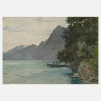Otto Kubel, "Luganer See", Aquarell und Deckweiß