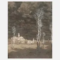 Hans Meyer-Kassel, "Felsburg in Mondnacht", Mischtechnik auf Papier