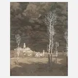 Hans Meyer-Kassel, "Felsburg in Mondnacht", Mischtechnik auf Papier