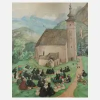 Else Preußner, "Die Predigt", Aquarell
