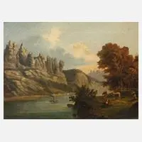 Schmidt, "Basteifelsen bei Rathen", Öl auf Leinwand