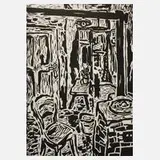Fredo Bley, "Bäuerliches Interieur", 1929, Linolschnitt