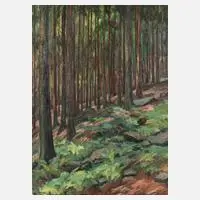 Richard Grimm, Fichtenwaldinneres, Öl auf Leinwand und Keilrahmen