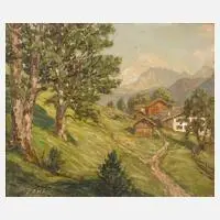 Helmut Janka, Gebirgslandschaft, 1949, Öl auf Sperrholz