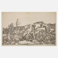 Heinz Zander, "Erich Arendt – Brot und Wein", 1939, Federlithographie