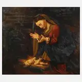 Correggio, Maria das Kind anbetend, 1945, Öl auf Malkarton