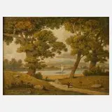 Arhur Blaschnik, Sommerliche Landschaft, Öl auf Papier und auf Pappe doubliert