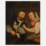 Johannes Mattheus Bogman, Liebespaar mit Hund, Öl auf Holz