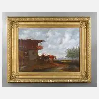 Franz Ebeling, Bukolische Landschaft, Öl auf Leinwand