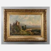 Emil von Ernst, Pastorale Landschaft mit Ruine, Öl auf Leinwand