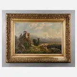 Emil von Ernst, Pastorale Landschaft mit Ruine, Öl auf Leinwand