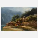 Karl Haunold, Idylle am Attersee, Öl auf Malkarton