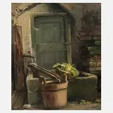 Pietronella Peters, Am Hausbrunnen, Öl auf Leinwand